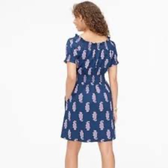 J. Crew Smocked Puff Sleeve Cotton Poplin Dress Budding Branch Print Size XS - Picture 10 of 17